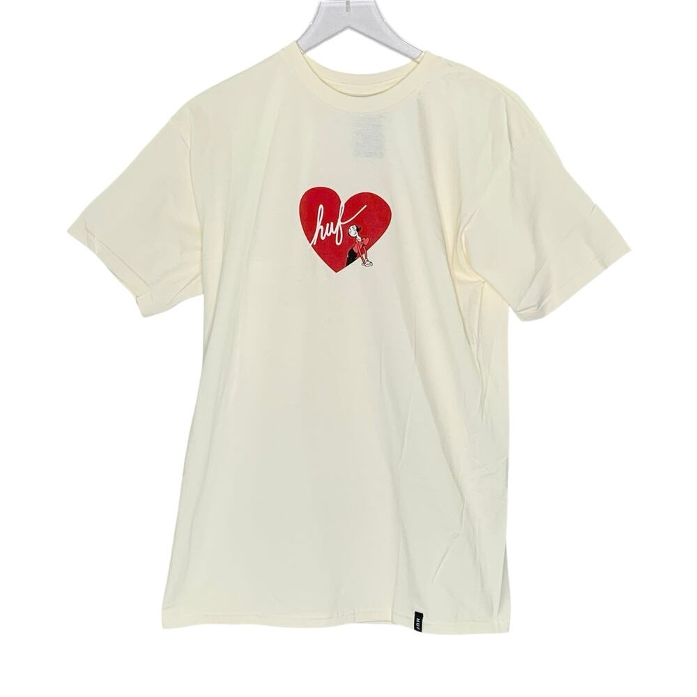 HUF x Popeye Olive Loves HUF Short Sleeved T Shirt M NEW Mens Cream Skateboard